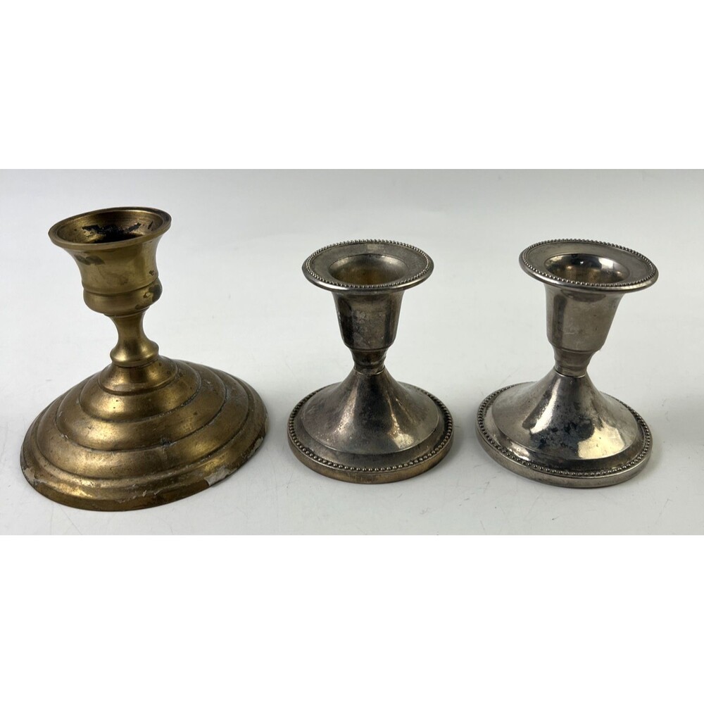 Set of 3 Vintage Candlestick Holders - See Pictures for Condition